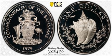 1974-FM $1 KM-65a  Ag PR69DCAM