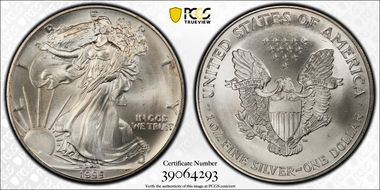 1995 $1 Silver Eagle MS69