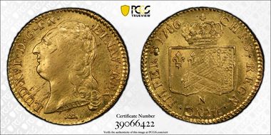 1786-N L.D'Or Gad-361 No Dot, 1st Sem. MS62