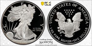 1996-P $1 Silver Eagle PR69DCAM