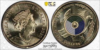 2020 $2 75th Ann End of WWII Colorized MS65