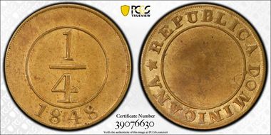 1848 1/4 R plain 4 AU58