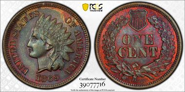 1869 1C MS65BN