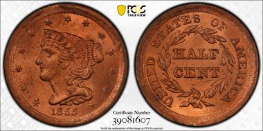 1855 1/2C MS65RD
