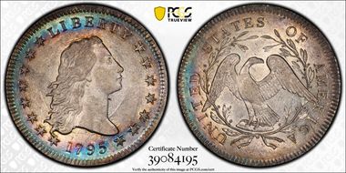 1795 $1 Flowing Hair, BB-13 AU58+