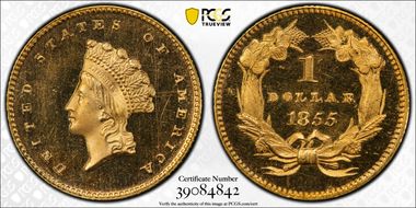 1855 G$1 PR65+ DCAM