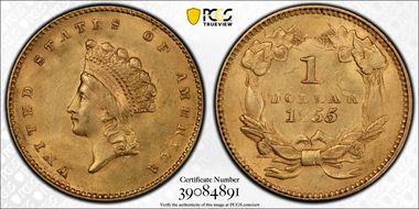 1855 G$1 MS62