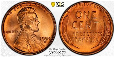 1954-D 1C MS67+ RD