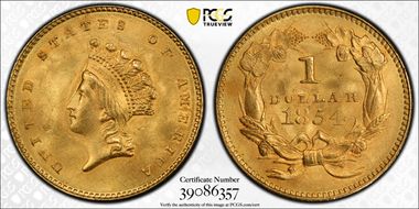 1854 G$1 Type 2 MS65