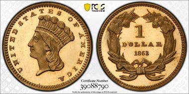 1863 G$1 PR64CAM