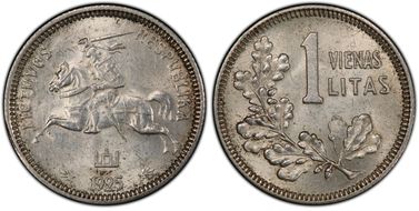 1925 Litas Mare Variety KM-76 Ag MS64