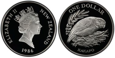 1986 $1 Kakapo Ag PR69DCAM