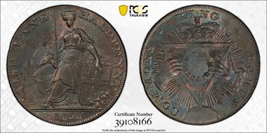 1795 Tk 1/2D DH-295 Middlesex, Davidson's MS64BN