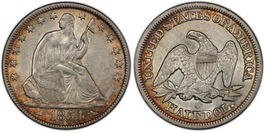 1854-O 50C WB-23 Arrows AU53