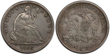 1866-S 50C WB-6 Motto Very Small S N1