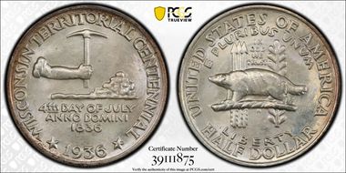 1936 50C Wisconsin MS66