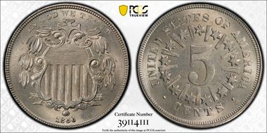 1866 5C Rays MS65