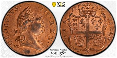 1773 VA 1/2P Period MS64RD