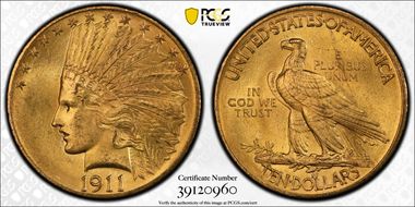 1911 $10 MS64+ 