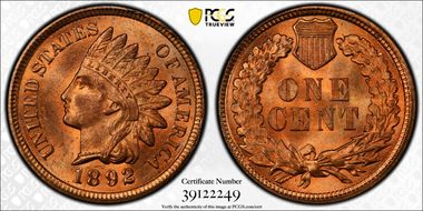 1892 1C MS65RD