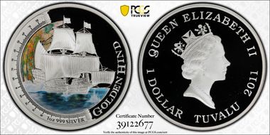 2011 $1 Golden Hind PR69DCAM