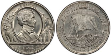 1959 SC50C Alaska Statehood Centennial Heraldic Art Medal Ag MS68