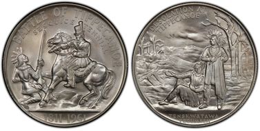 1961 SC50C Battle of Tippecanoe Ag Heraldic Art Medal MS69