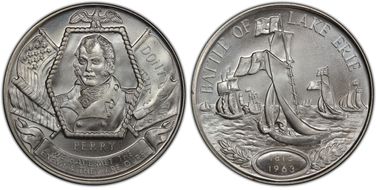 1963 SC50C Battle of Lake Erie 150th Ag Heraldic Art Medal MS69