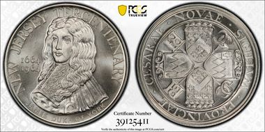 1964 SC50C New Jersey Tercentenary Ag Heraldic Art Medal MS69