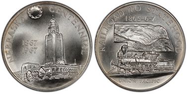1967 SC50C Nebraska Centennial Ag Heraldic Art Medal MS68