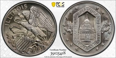 1968 SC50C Illinois Sesquicentennial Ag Heraldic Art Medal MS69