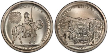 1969 SC50C San Diego Bicentennial Ag Heraldic Art Medal MS69