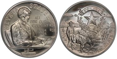 1964 SC50C Nevada Statehood Centennial Ag Heraldic Art Medal MS69