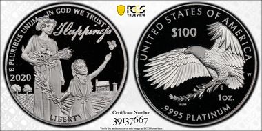 2020-W $100 Platinum Eagle - Happiness First Strike PR69DCAM