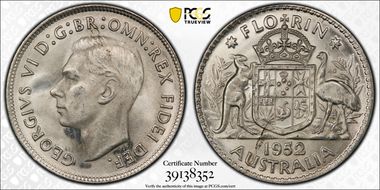 1952(m) Florin KM-48  Ag MS64+