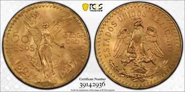 1927 50 Peso KM-481  Au MS64
