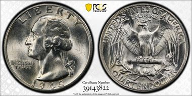 1945-S 25C MS66