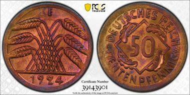 1924-E 50 Rtpfg J-310 MS64