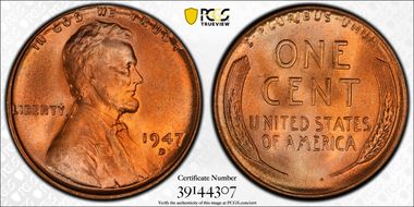1947-D 1C MS67RD