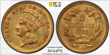 1868 $3 MS62