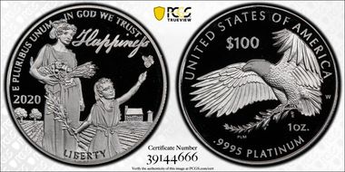 2020-W $100 Platinum Eagle - Happiness First Strike PR69DCAM