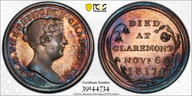 1817 Medal BHM-946 Ag Death of Princess Charlotte MS64