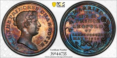 "1816" (1817) Medal BHM-946 Ag Leopold/Charlotte Marriage MS64