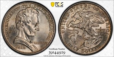 1918 50C Lincoln-Illinois MS62