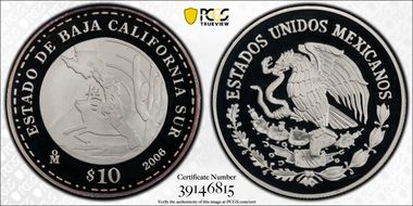 2006-Mo 10 Peso Baja California Sur PR69DCAM