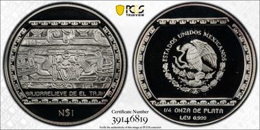 1993-Mo Peso Bajorrelieve Del Tajin KM-567  Ag PR69DCAM