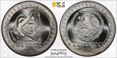 1992-Mo 100 P Guerrero Aguila KM-556  Ag MS67