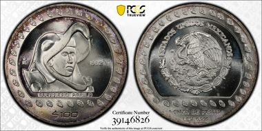 1992-Mo 100 P Guerrero Aguila KM-556  Ag MS64