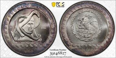 1992-Mo 50 Peso Guerrero Aguila MS67
