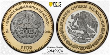2011-Mo 100 P SUD 8 Reales Numismatic Heritage PL69